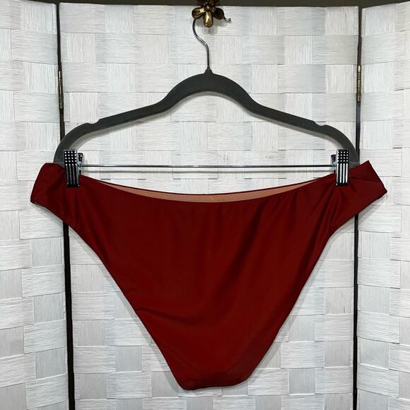 J. Crew Women’s Curved Waist Cheeky Bikini Bottom Size XL Rust Orange Boho Beach - Picture 8 of 10